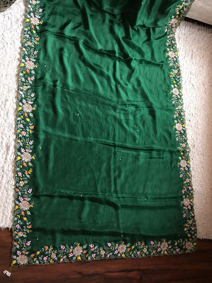 Satin Saree Emerald Saree Premium saree