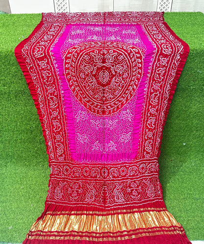 Pink bandhani dupatta gajji silk dupatta festive wear