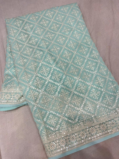 Sequins Chikankari Gorgette Saree Indian saree