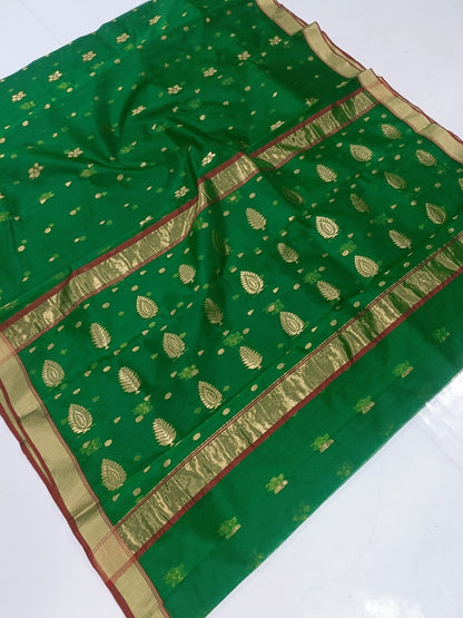 Emerald Chanderi saree