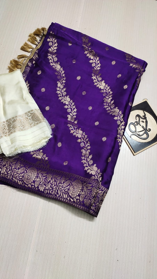 Purple munga Banarsi sarees