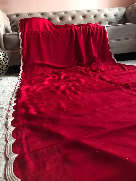 Red hot premium chiffon luxury sarees