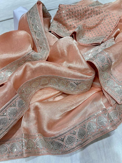 Inisha tissue Partywear saree women sari