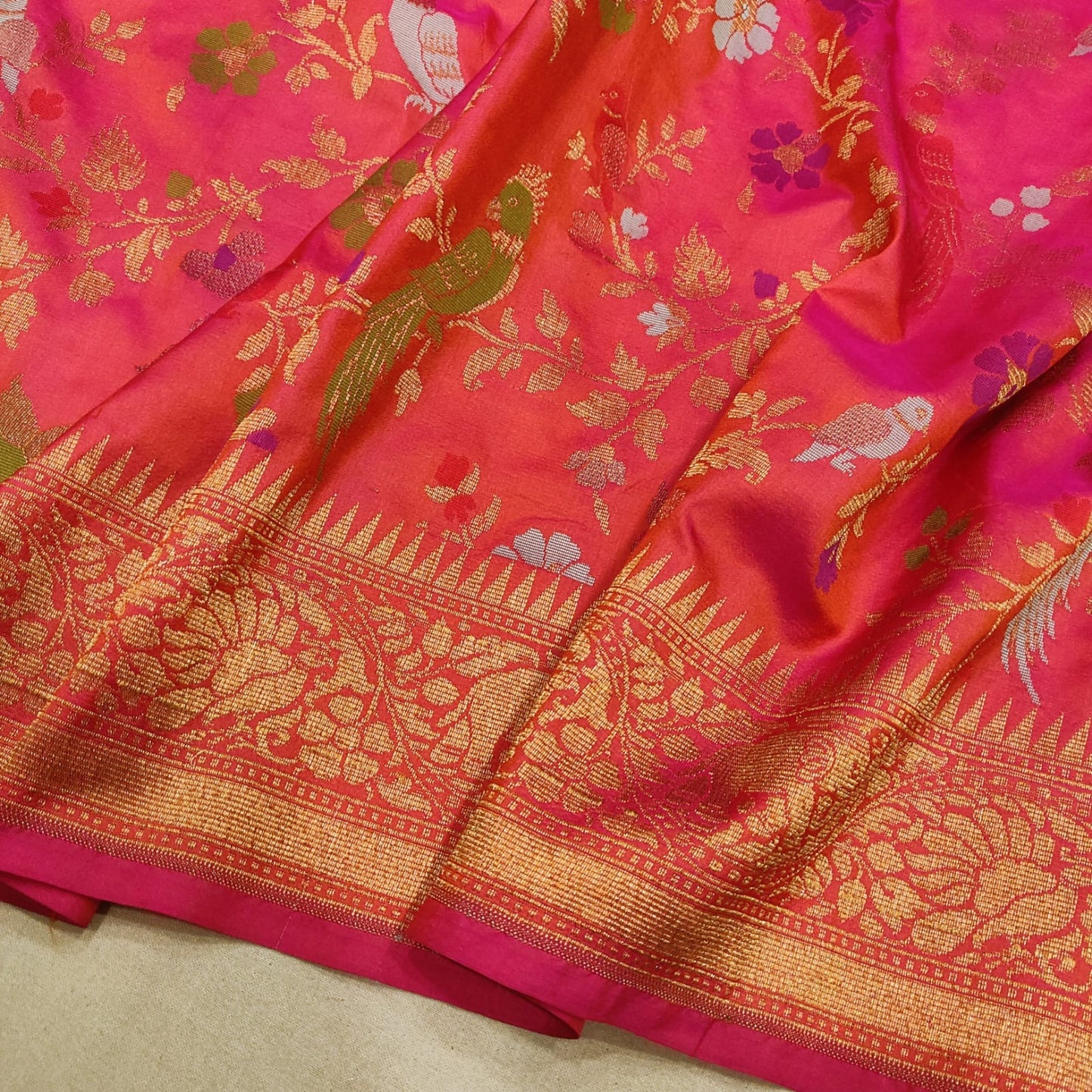 Kesari Katan silk saree handwoven Banarsi exclusive sarees blouse