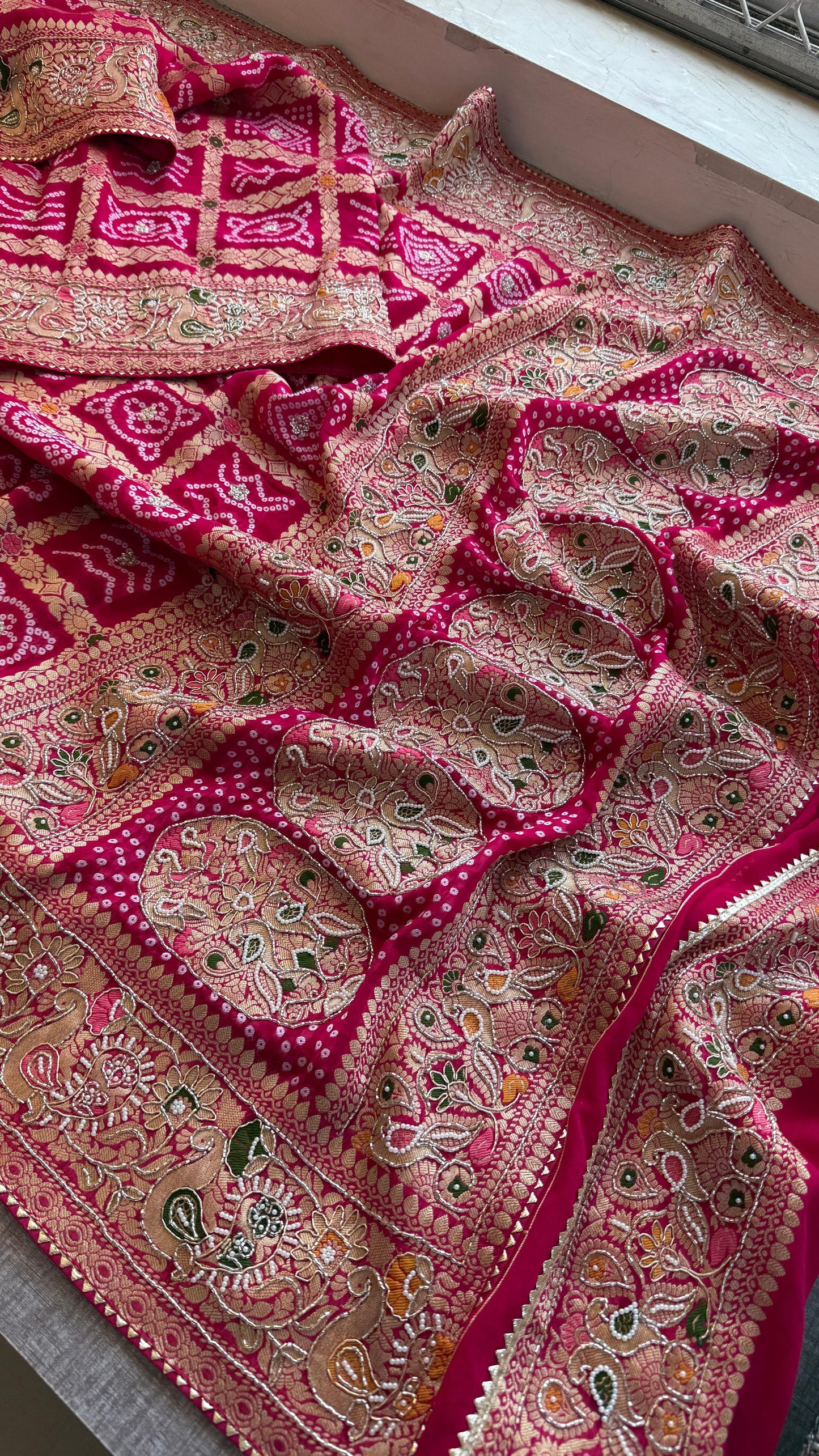 Nahisha khaddi Gorgette saree weaving sarees blouse