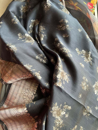 Organza saree floral saree partywear sari