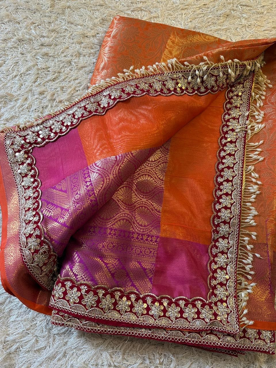Handmade Banarsi tissue saree Indian wedding saree bridal sari blouse