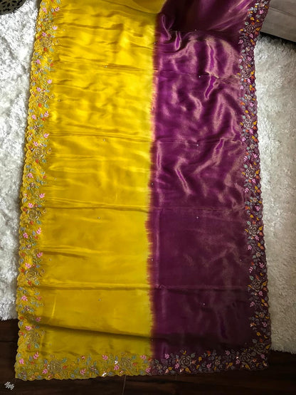 Premium tissue silk saree sangeet saree blouse partywear sarees