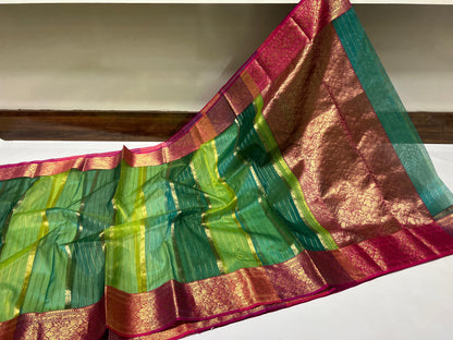 Green Katan Chanderi silk saree women sarees
