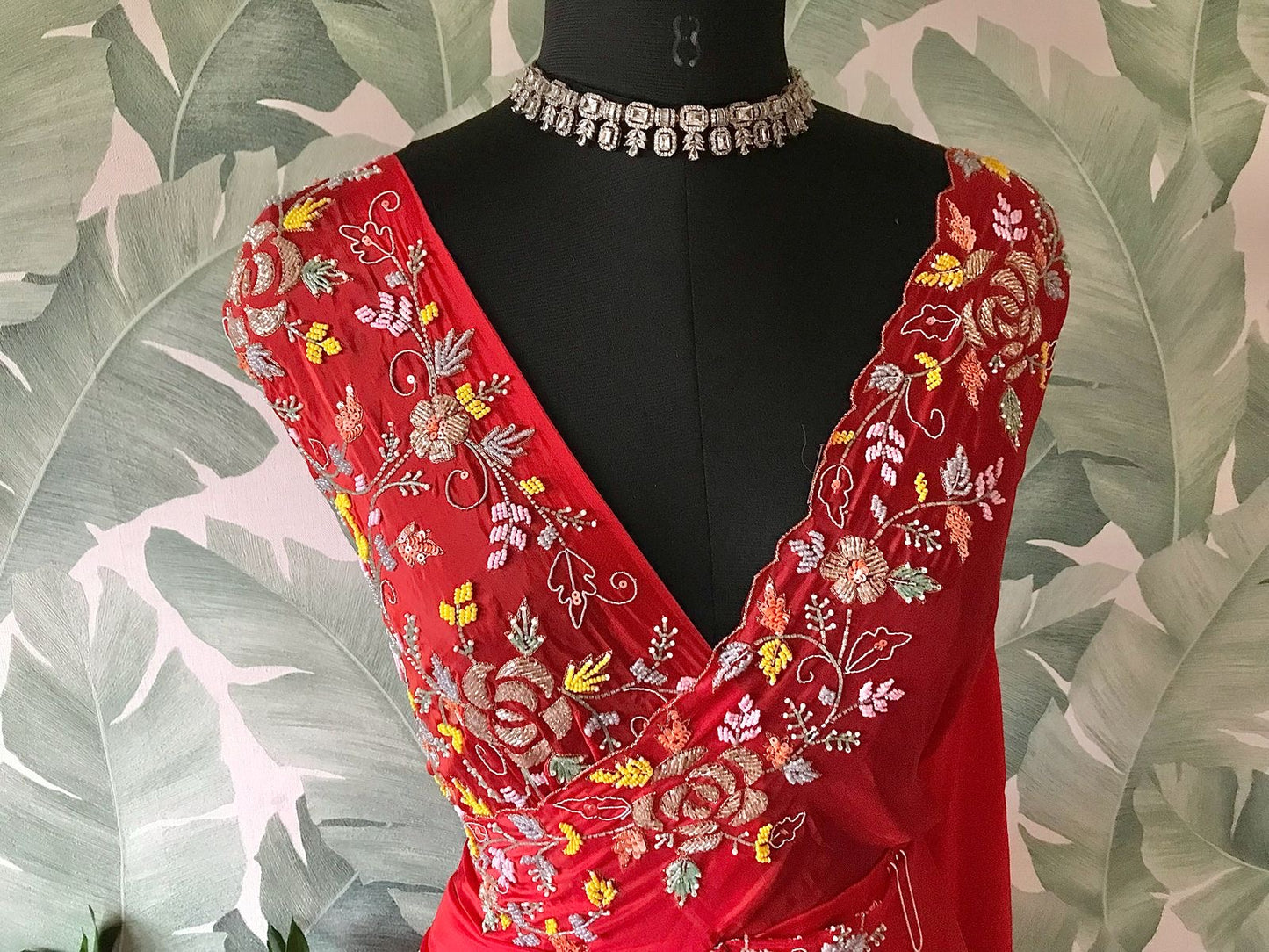 Red premium satin saree organza silk saree beautiful sari blouse