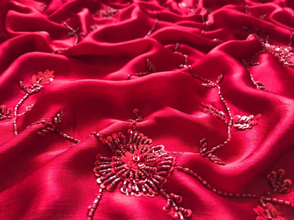 Maroon red premium saree Indian sarees blouse beautiful sari