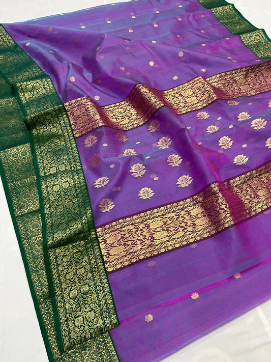 Purple Chanderi saree Indian sari blouse women sarees
