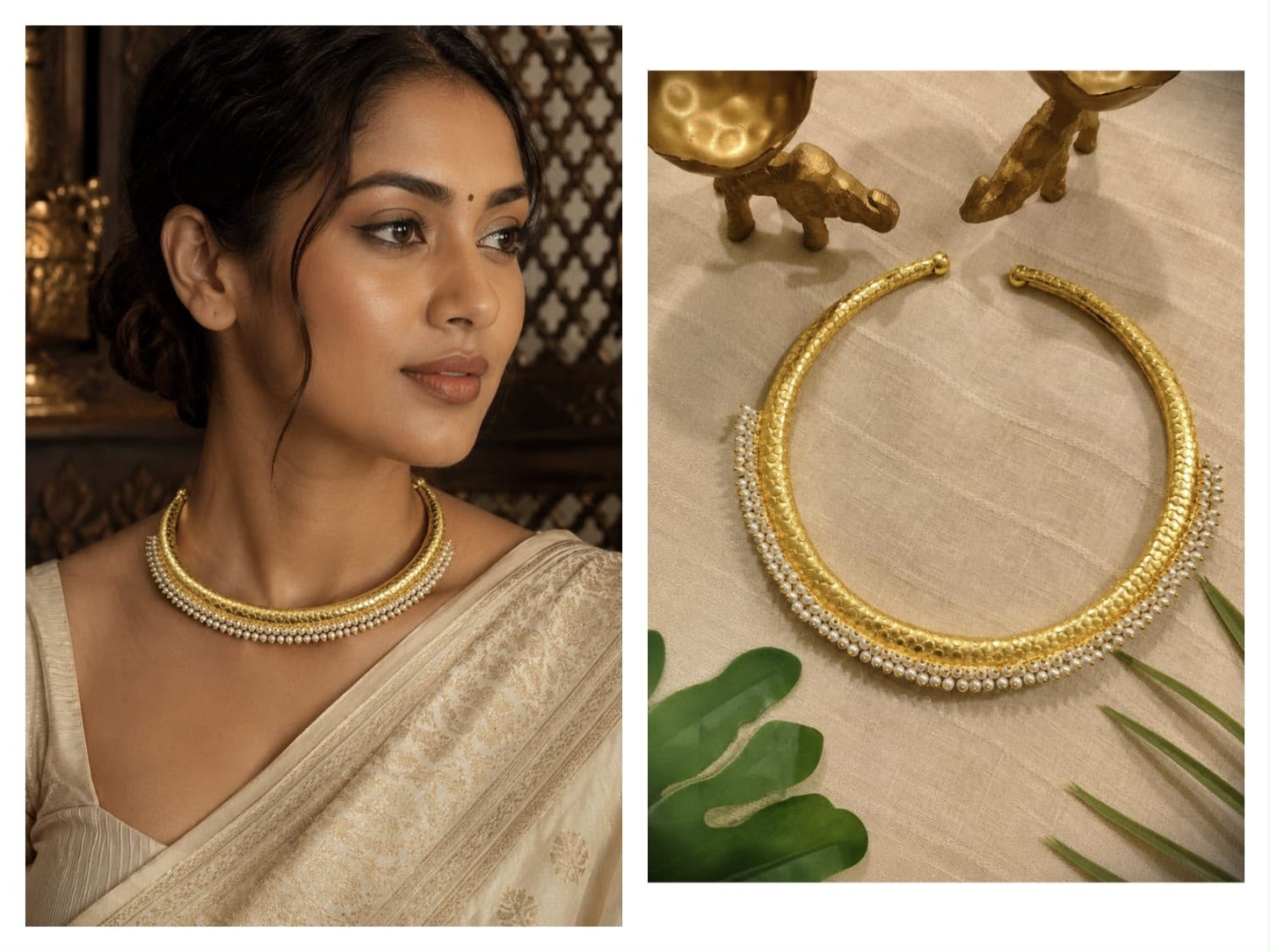 Golden inspired hasli pearl work hasli women jewellery