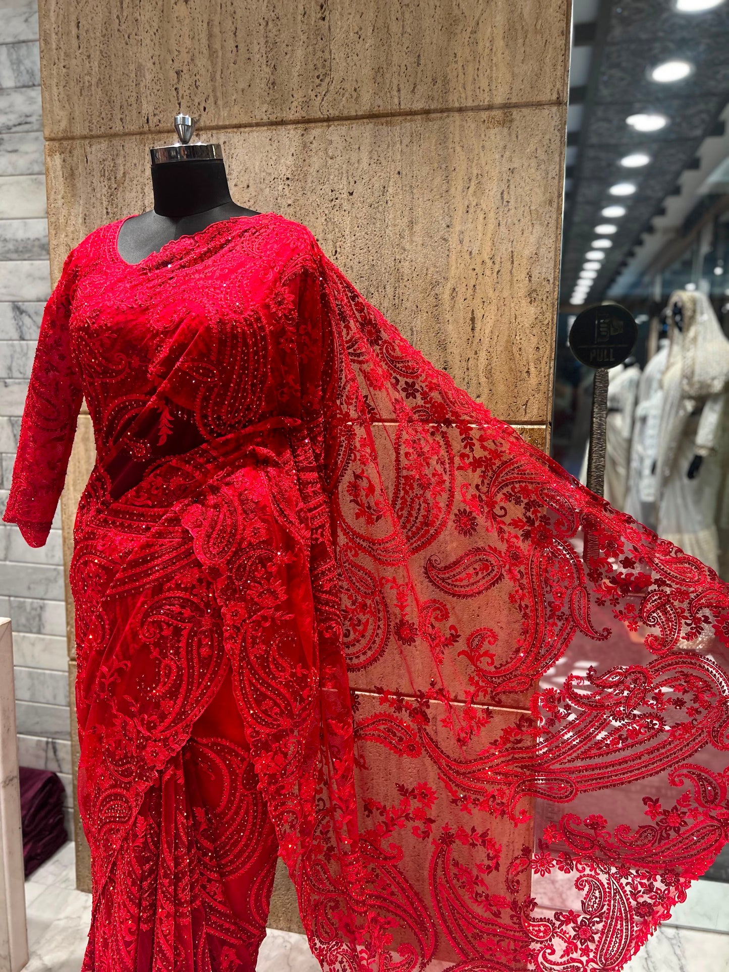 Red bridal saree Partywear saree wedding sari blouse