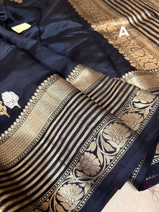Black premium kadwa saree Katan silk saree Indian sarees blouse