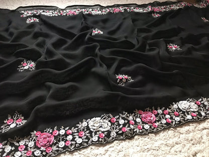Black Hot Sarees Women Sari Wedding Sari Partywear Sari