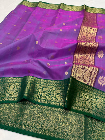 Purple Chanderi saree Indian sari blouse women sarees