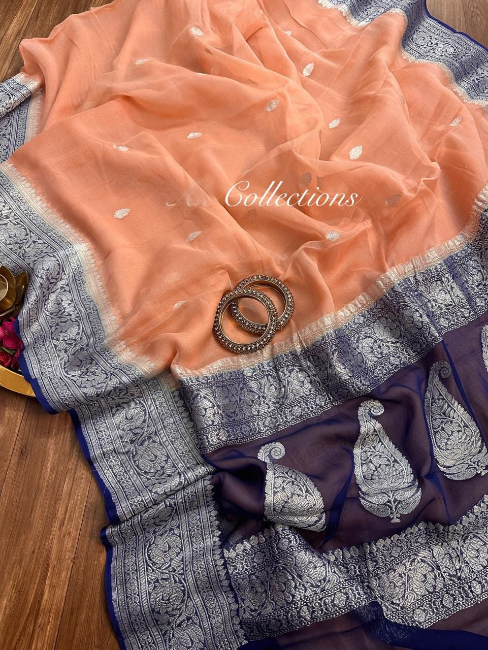 Ramania Banarsi Saree Khadri Chiffon Sari blouse