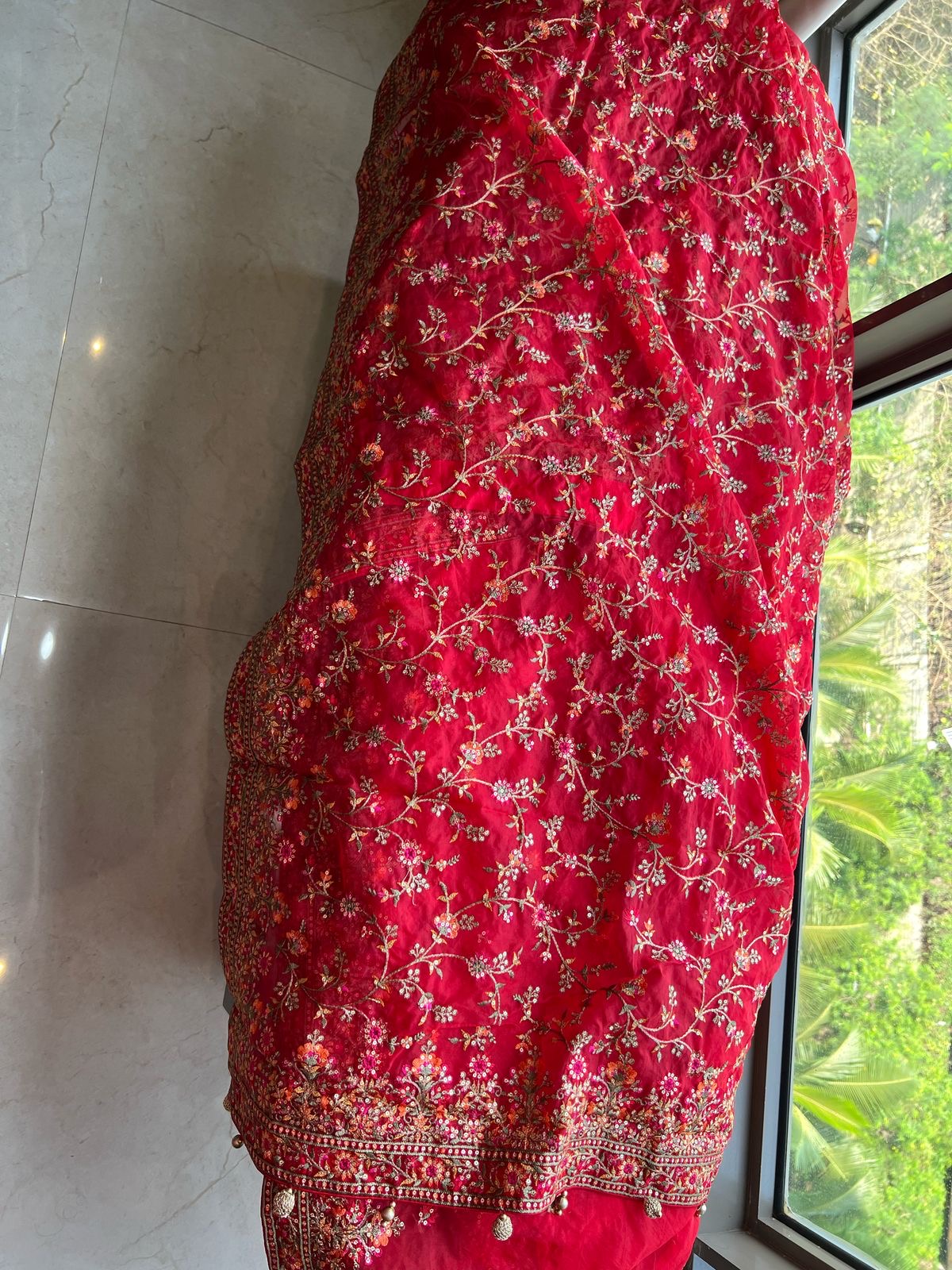 Red Resham saree bridal inspired sari blouse
