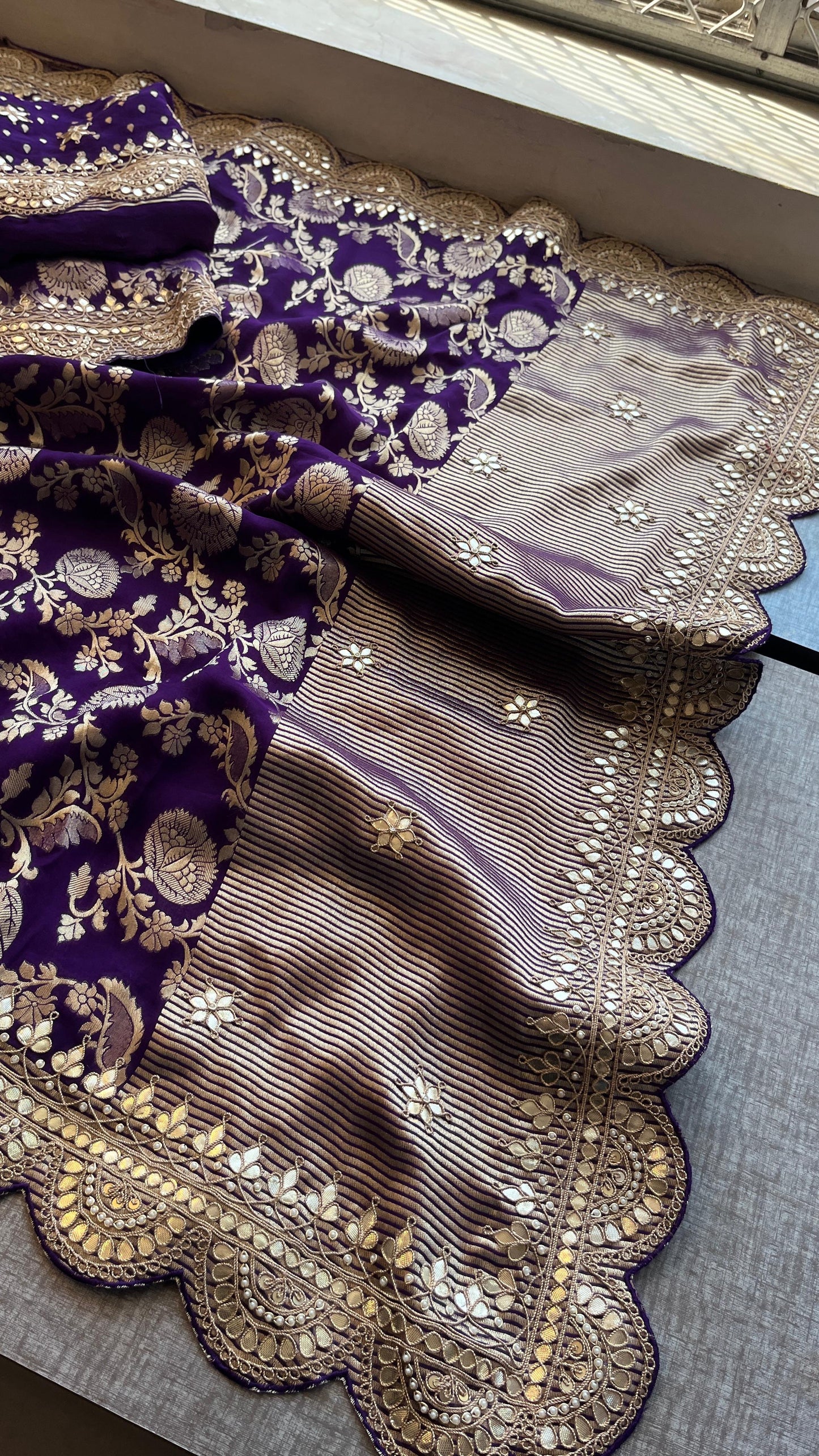 Umesha Khaddi gorgette saree Indian wedding sari blouse