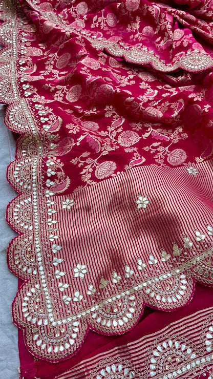 Sultana khaddi Gorgette saree gottapatti sari