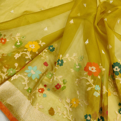 Yellow kora jamdani saree Ekta Ra saree exclusive sarees blouse