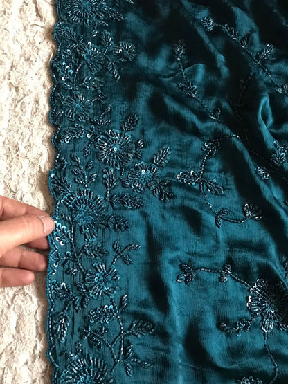 Teal green premium saree Indian saree wedding sarees blouse Partywear sari