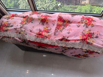 Digital luxury floral saree Organza saree partywear sari blouse