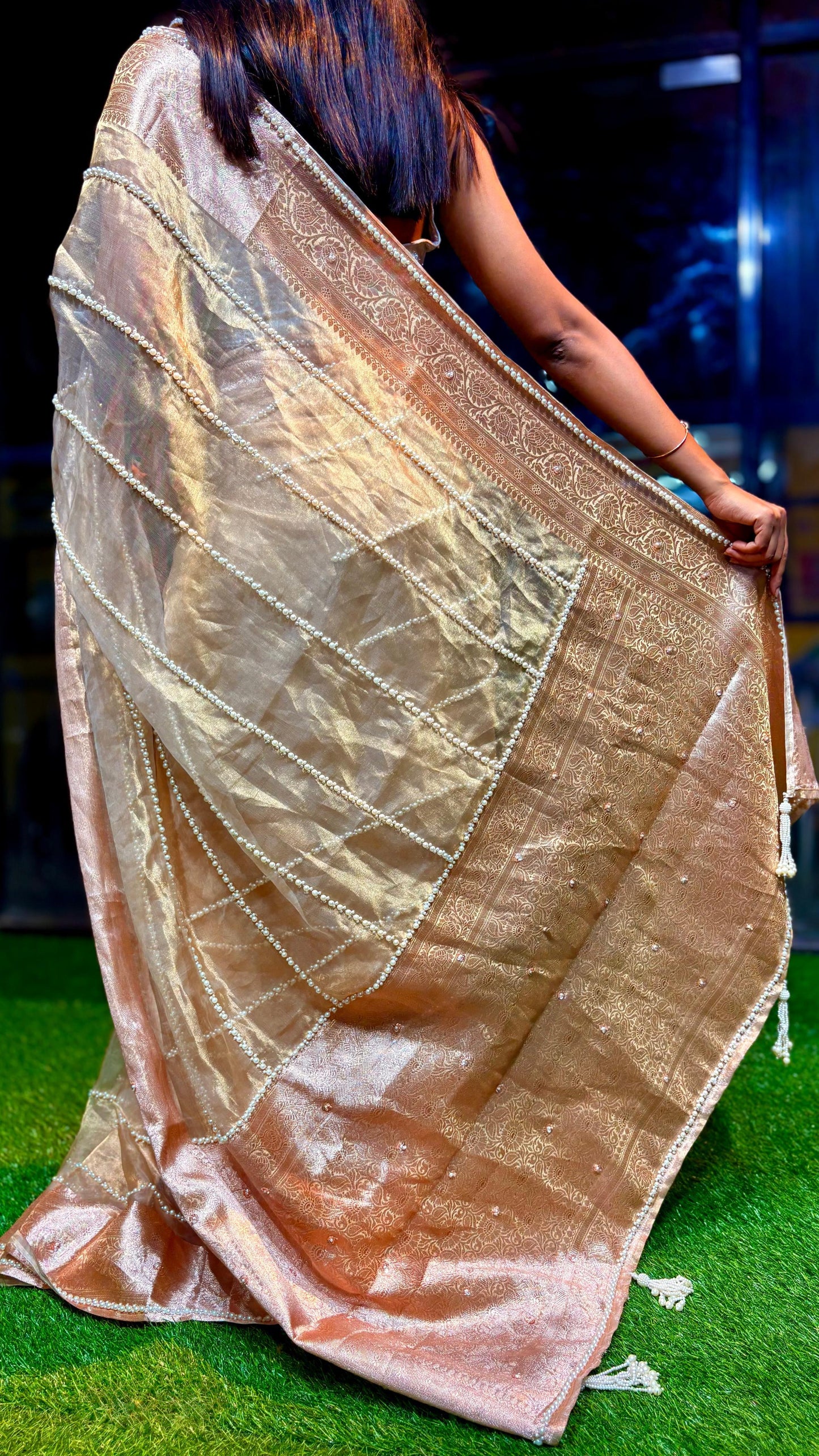 Banarsi gold tissue saree Indian sarees wedding sari blouse