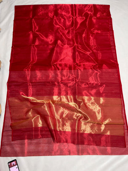 Ranika Red Chanderi Zari Silk Saree Indian Saree