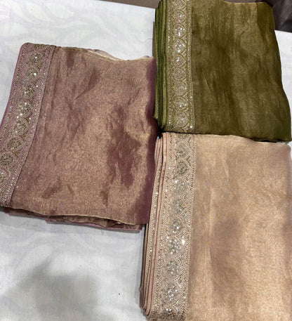 Sequence tissue organza sarees beautiful saree