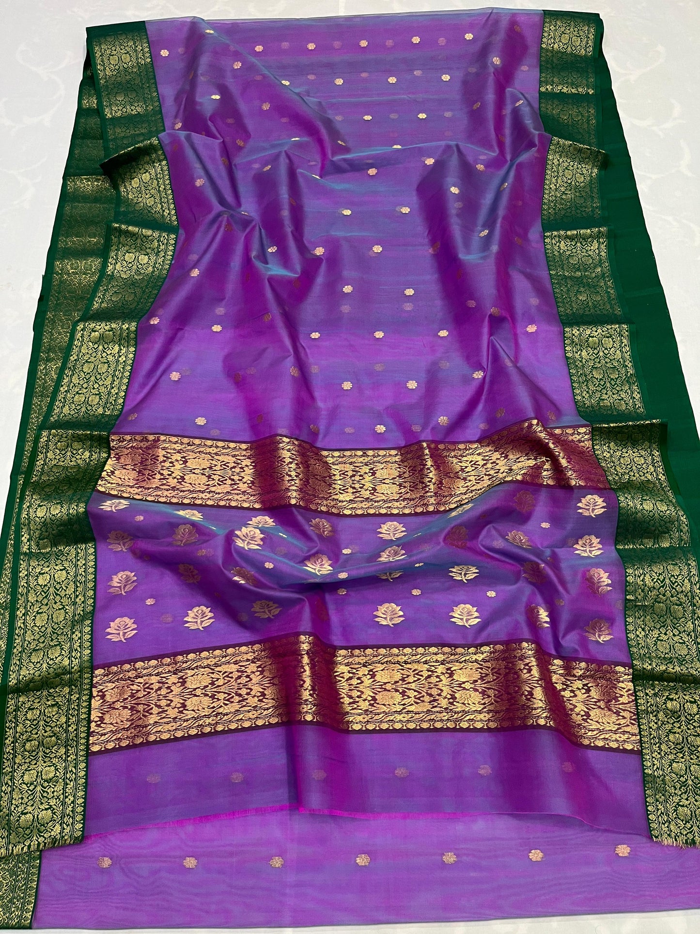 Purple Chanderi saree Indian sari blouse women sarees