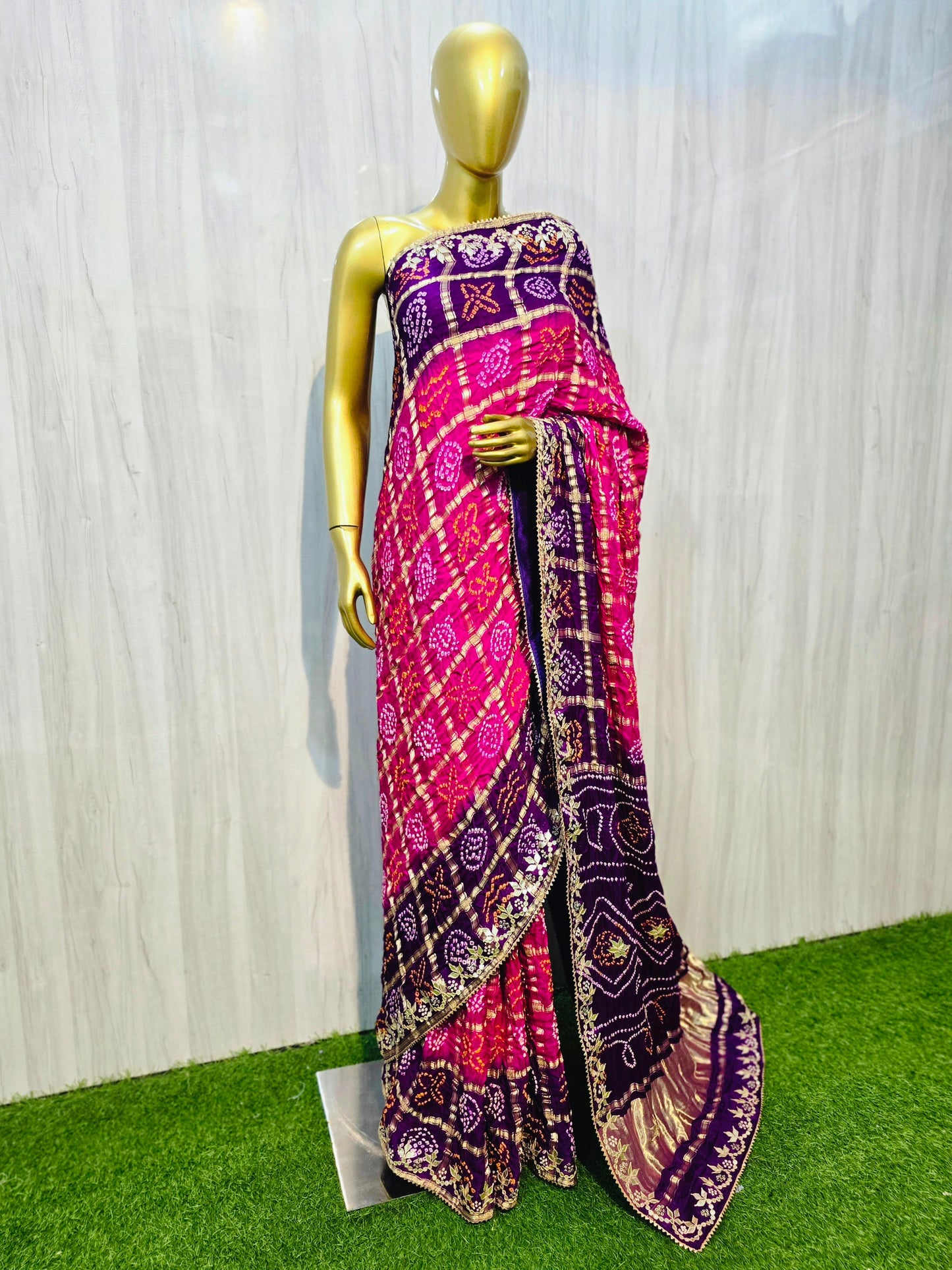 Purple pink Gajji silk saree gharchola saree exclusive sari blouse