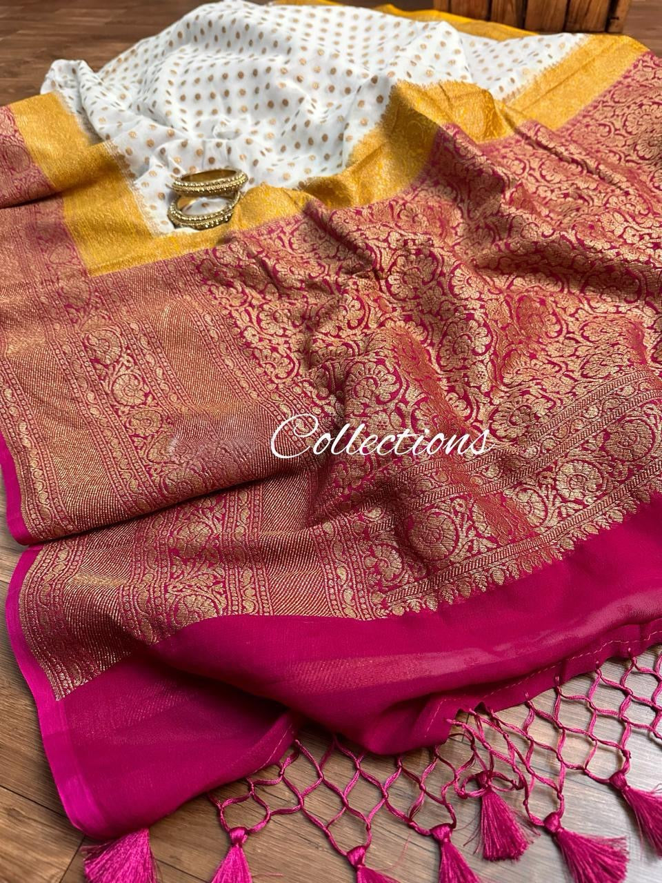 White khaddi georgette saree Indian sarees blouse