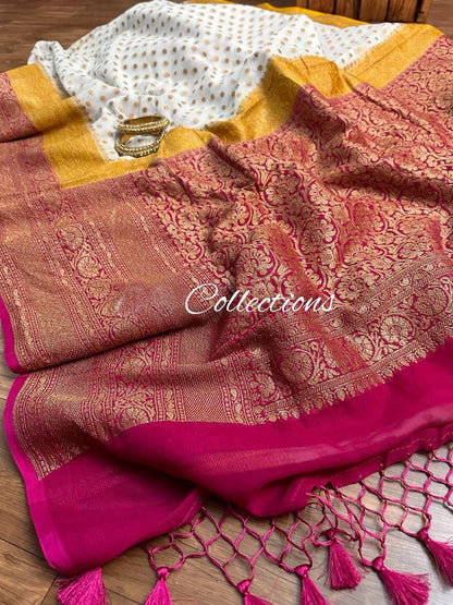 White khaddi georgette saree Indian sarees blouse