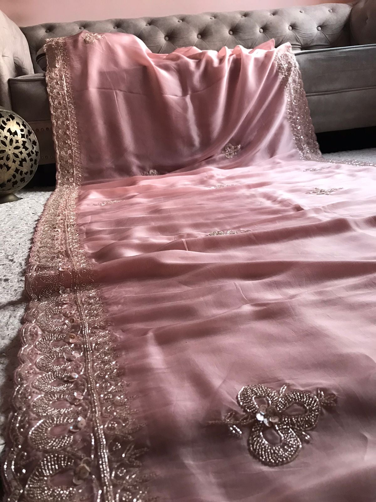 Rosal Premium Satin Organza Silk Sarees Partywear sari