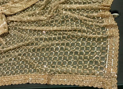 Gold net saree designer sarees blouse designer sari