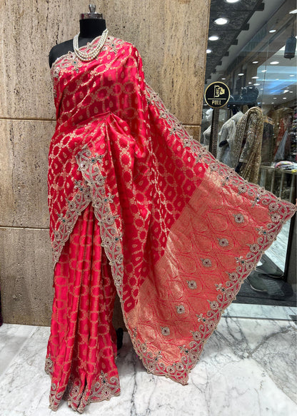 Pure dola silk saree Indian saree wedding sari blouse