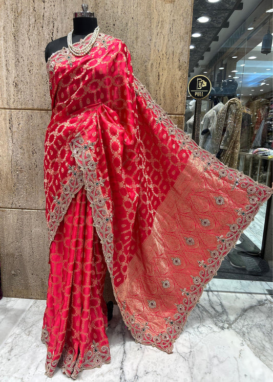Pure dola silk saree Indian saree wedding sari blouse