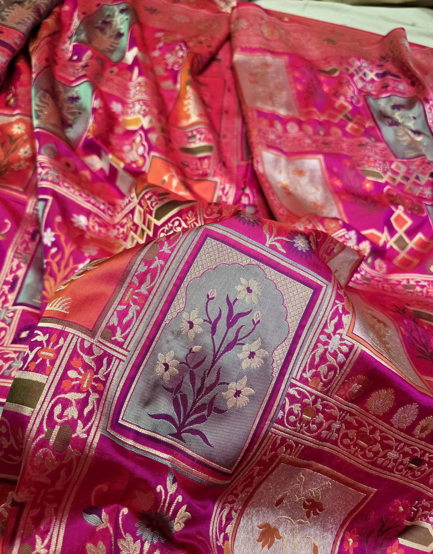 Mughal inspired Banarsi saree Katan silk saree Indian heritage saree blouse