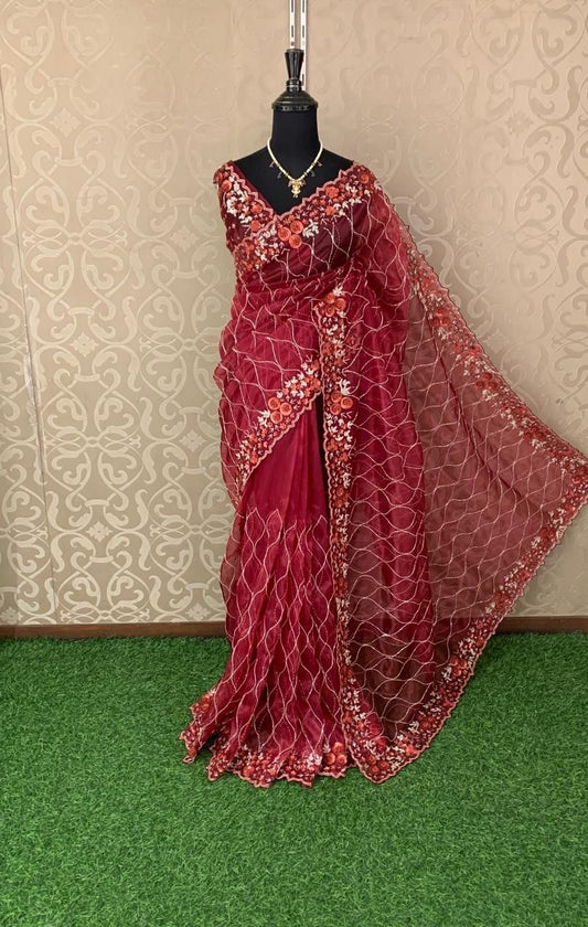 Venish Organza Saree Partywear sarees blouse
