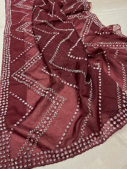 Nishin sequence Organza Saree Indian Saree