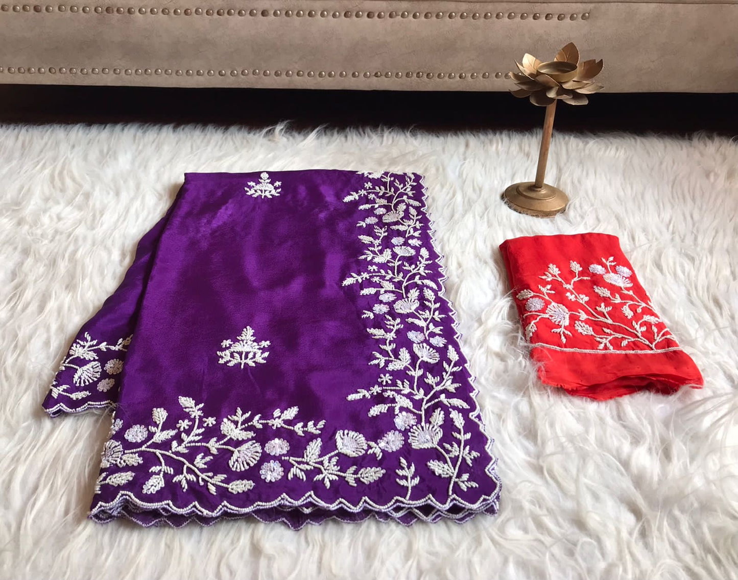 Purple premium elegant beautiful women sarees