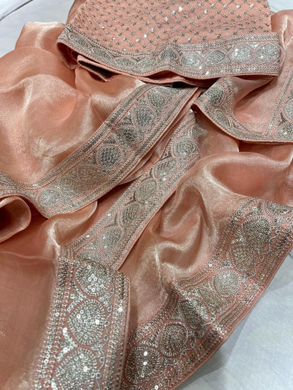 Inisha tissue Partywear saree women sari