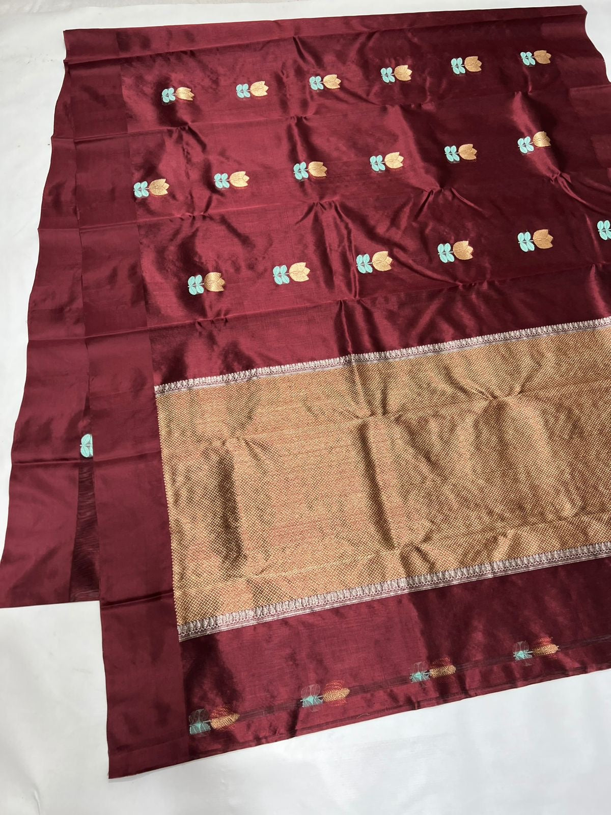 Traditional Chanderi saree floral saree blouse