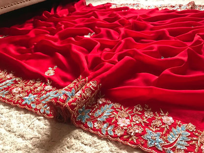Rich Red Wedding Saree luxury saree women sarees