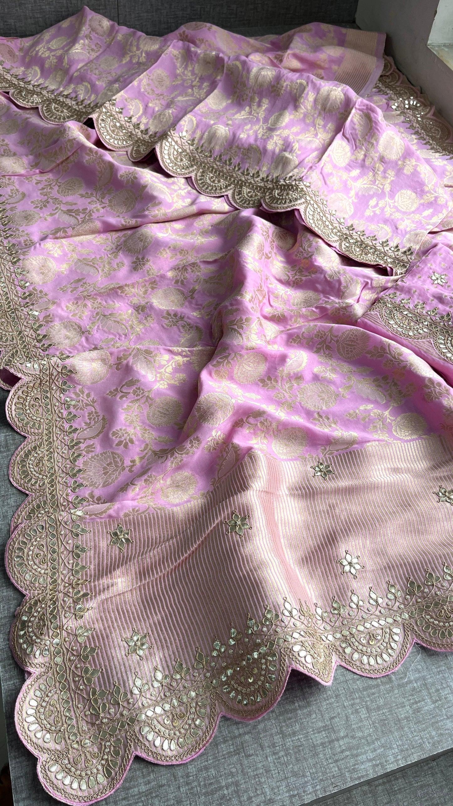 Umesha Khaddi gorgette saree Indian wedding sari blouse