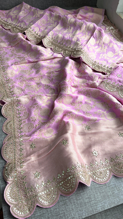 Umesha Khaddi gorgette saree Indian wedding sari blouse