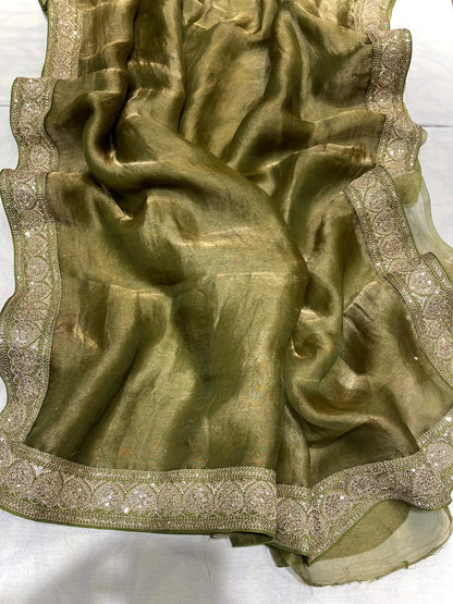 Sequence tissue organza sarees beautiful saree