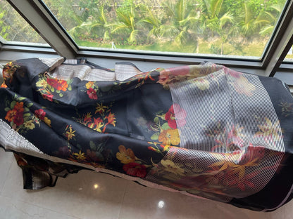 Organza saree floral saree partywear sari